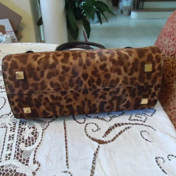 New Michaek Kors Collection Brown Leopard Calf Hair/Croc Print Leather Bag - Picture 15 of 16